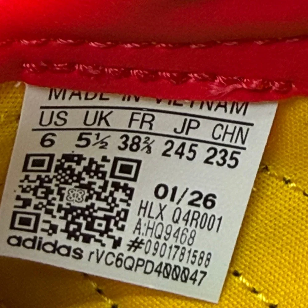 NWT Adidas Barreda Decode J FO Size 6 Bob Marley Jamaica Football Yellow HQ9468